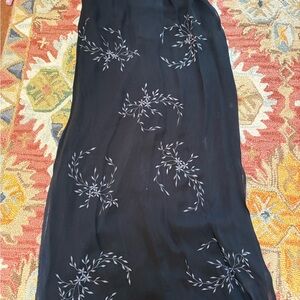 Merona Black Maxi Skirt with White Floral Design